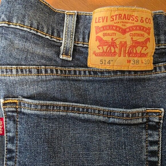 Levis Mens 514 Straight Fit Jeans W38 L30 Dark Wash Denim Cotton Blend - Picture 2 of 10